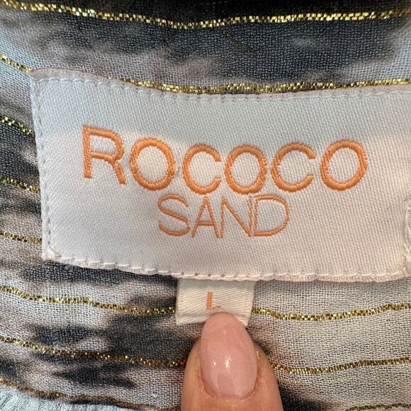 Rococo Sand X Revolve Tie Dye Faux Wrap Metallic Threads Sheer Mini Dress Large - Picture 8 of 14